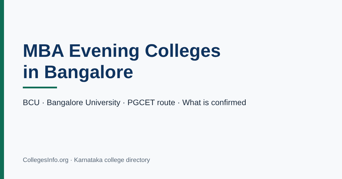 MBA Evening Colleges in Bangalore:...