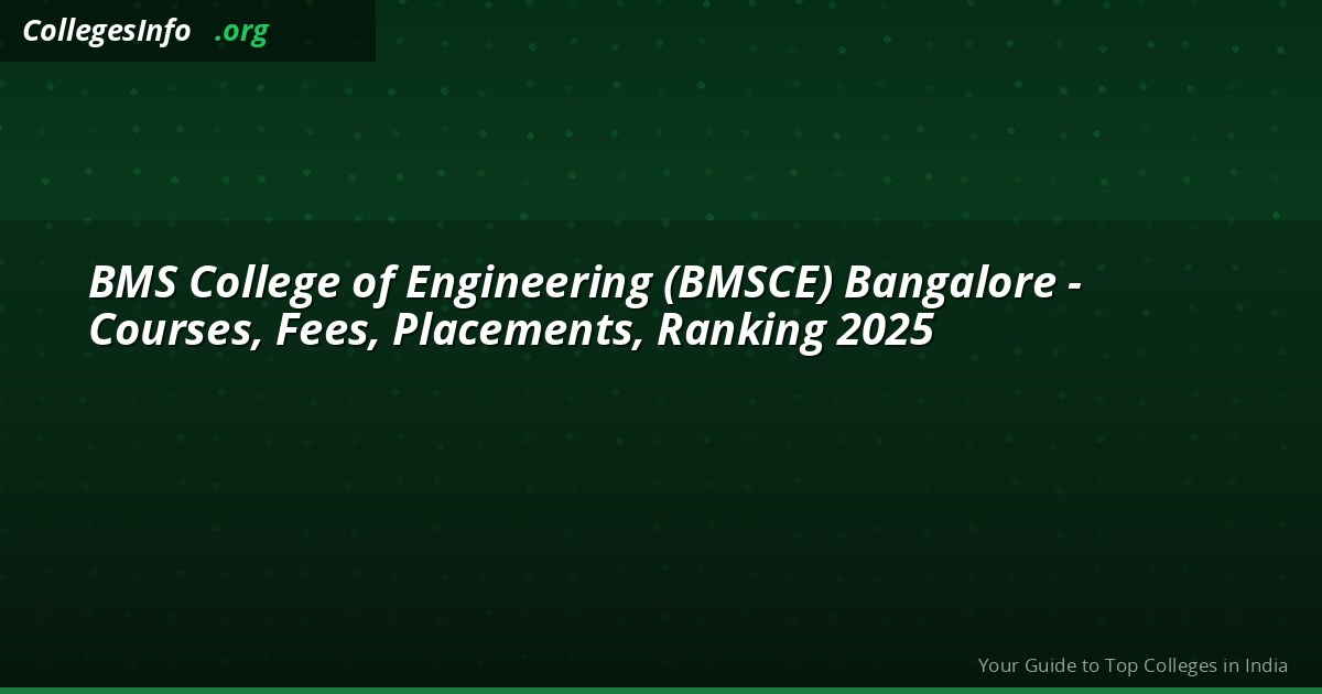 BMSCE Bangalore — KCET Cutoff ~800, NAAC A+, Fees and Placements 2026