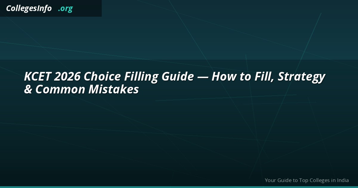 KCET 2026 Choice Filling Guide — How to Fill, Strategy & Common Mistakes