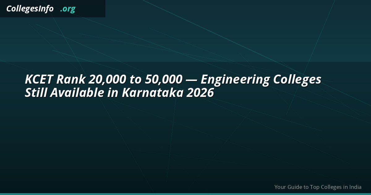KCET Rank 20,000 to 50,000 — Engineering Colleges Still Open in Karnataka 2026