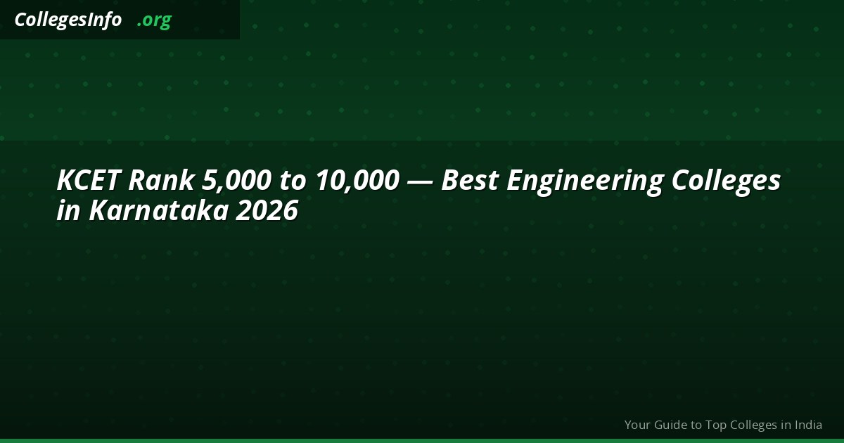 KCET Rank 5,000 to 10,000 — BIT, SIT Tumkur, NMIT, NIE Mysore Cutoffs 2026