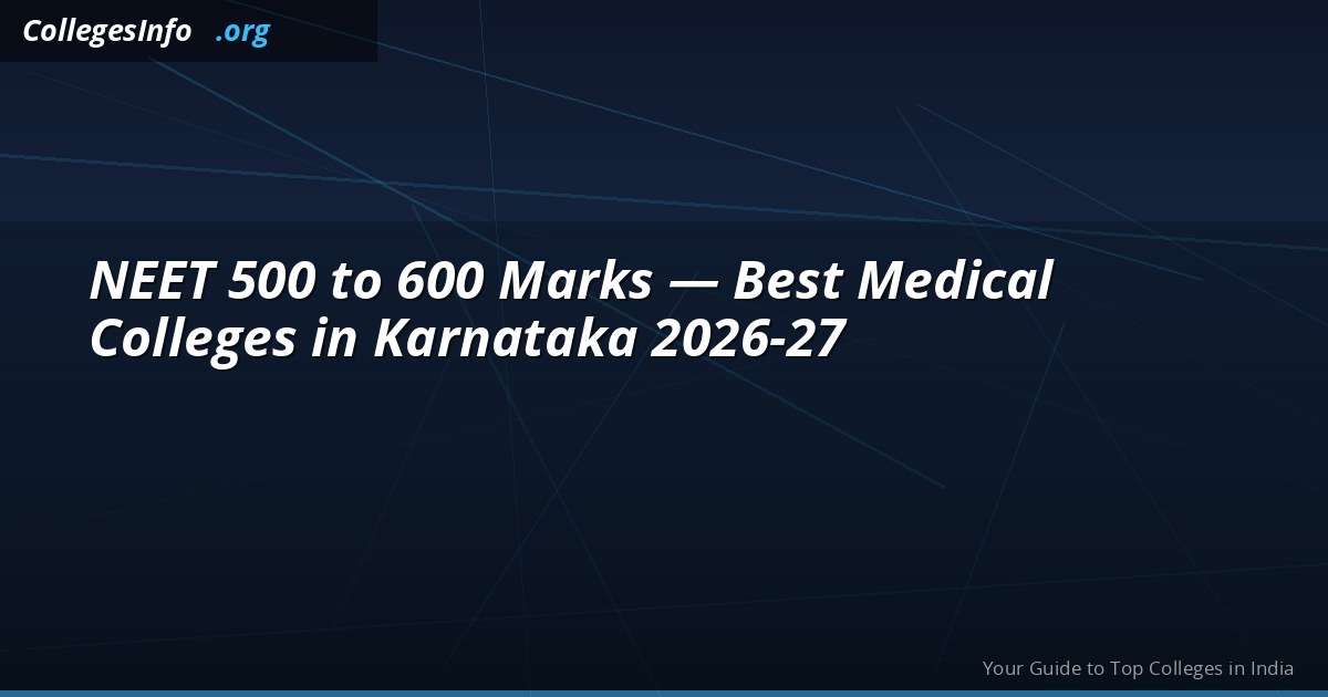 NEET 500 to 600 Marks — Best Medical Colleges in Karnataka 2026