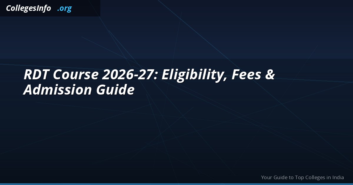 RDT Course 2026 — Renal Dialysis Technology Eligibility, Fees and Admission