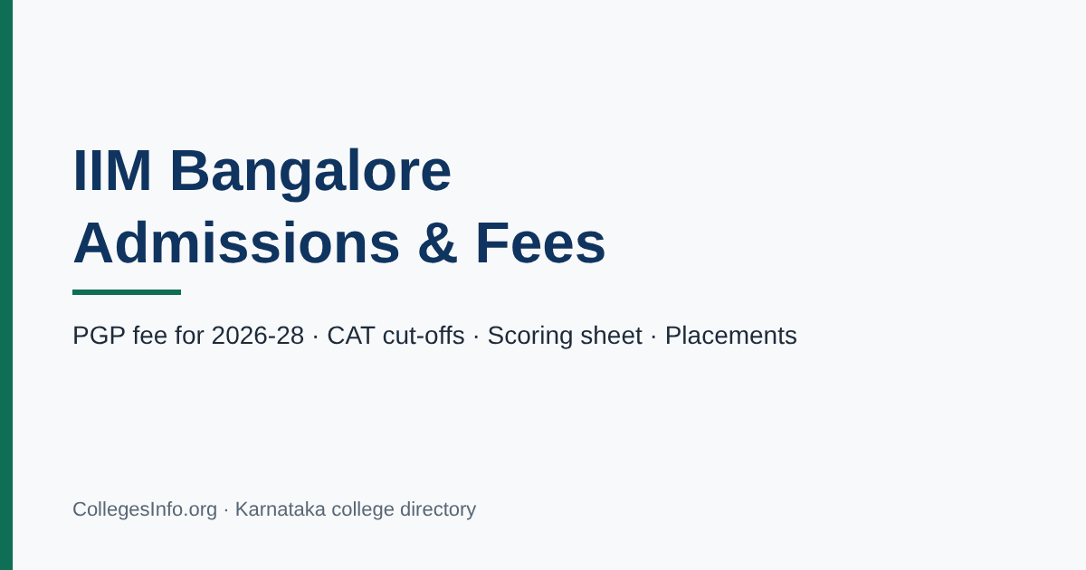 Indian Institute of Management Bangalore: Admissions & Fees