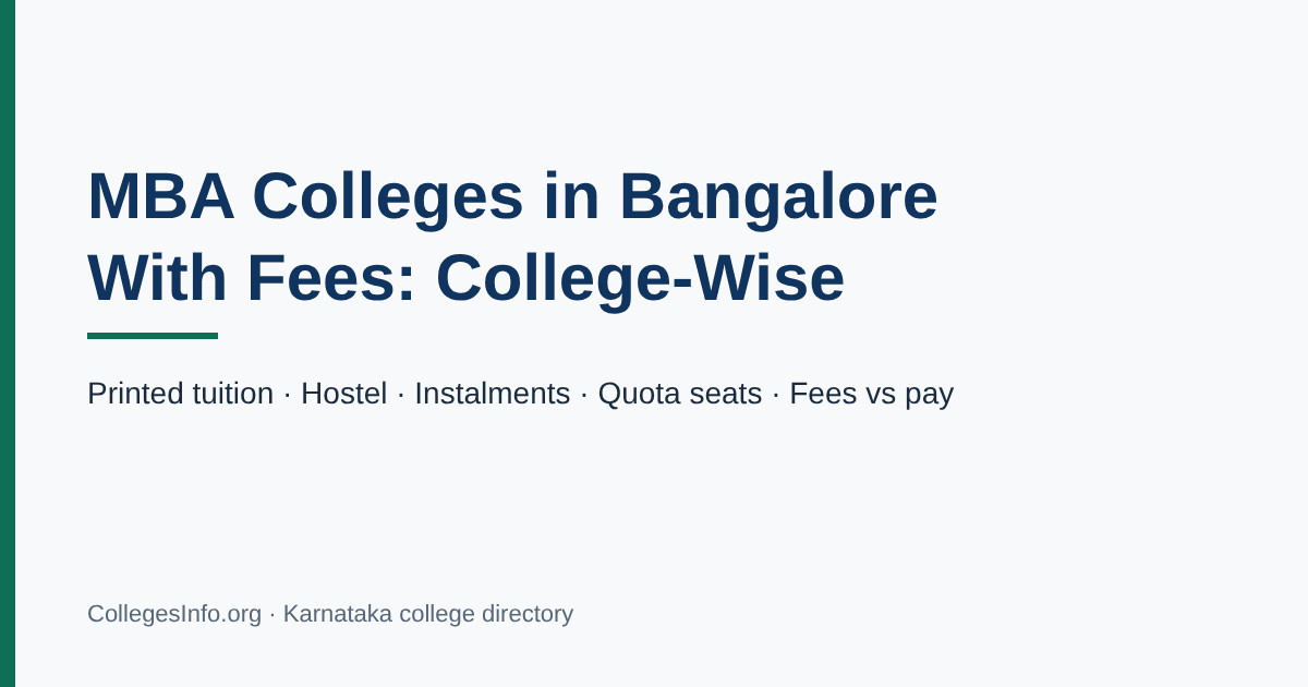 MBA Colleges in Bangalore With Fees...