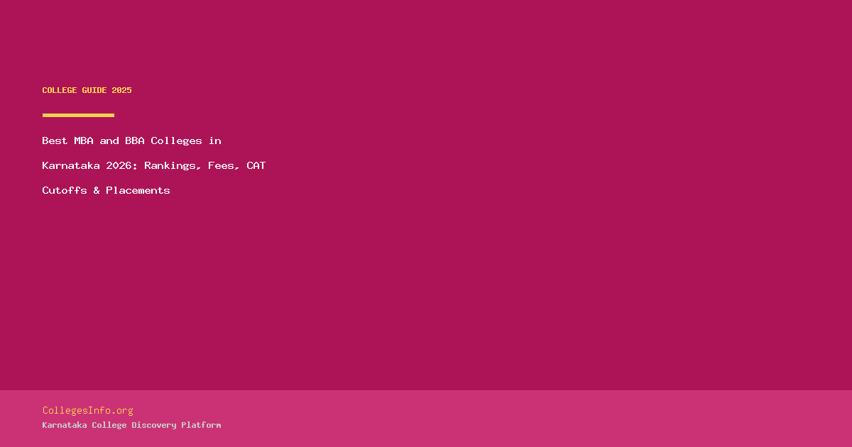 Best MBA and BBA Colleges in Karnataka 2026: Rankings, Fees, CAT Cutoffs & Placements